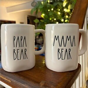 Rae Dunn Papa Bear Mama Bear Mug Set 16 Oz Mugs